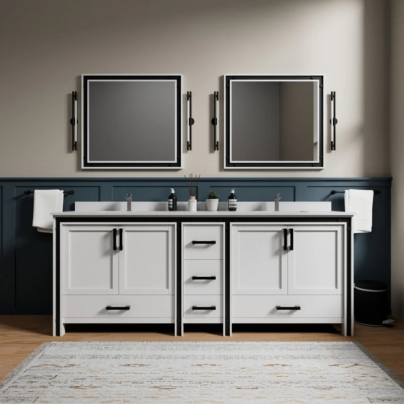 White Double Bathroom Vanity