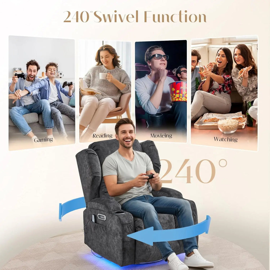Power Swivel Rocker Recliner Chair with Massage & Heat