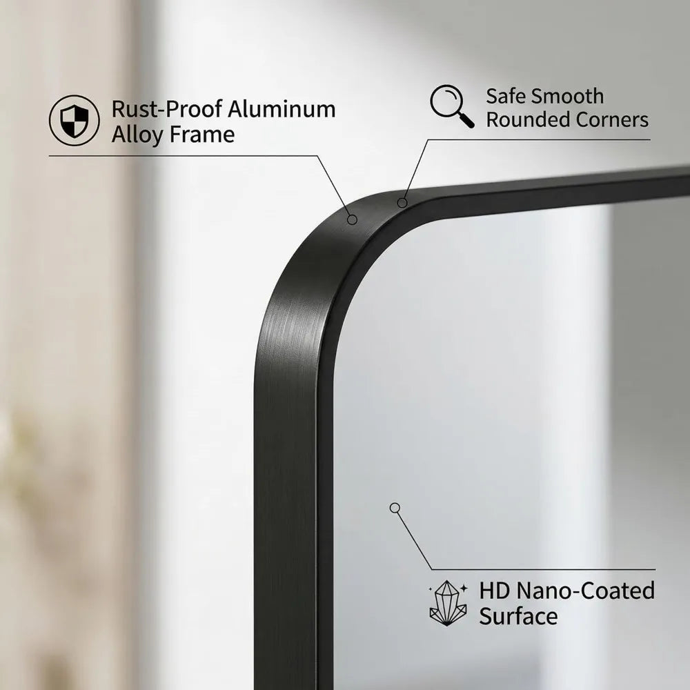 Black Metal Framed Bathroom Mirror