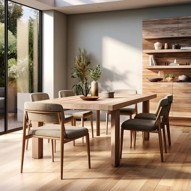 Dining Room Furniture Solid Wooden Dinning Set With 6 Chairs Dining Table