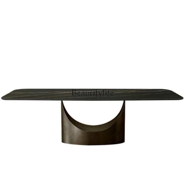 Minimalist rock slab dining table U-shaped table rack