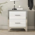 White High Gloss 2-Drawer Mirrored Nightstand
