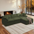 110" Modular Sectional Sofa with Ottoman, Deep Seat Fluffy Chenille, L-Shape Couch