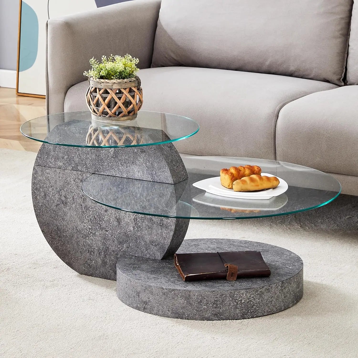 Glass 3 Tier Round Coffee Table