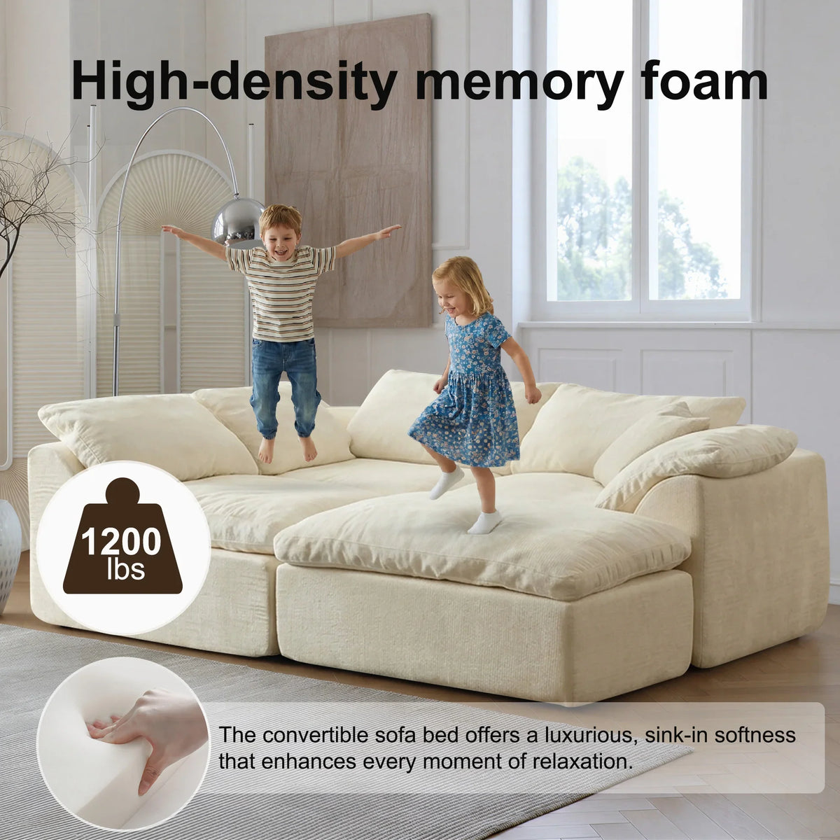 Modern Modular Sectional Sofa Oversized Deep Seat with Removable Cushions