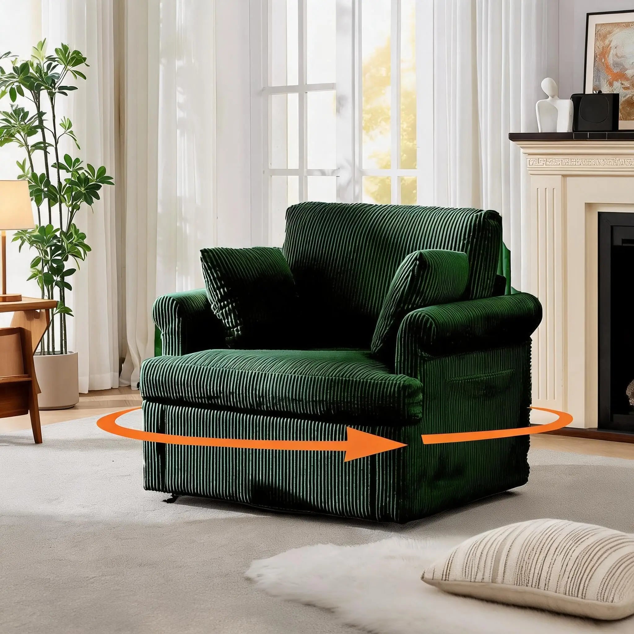 Mid Century 360 Swivel Armchair Corduroy