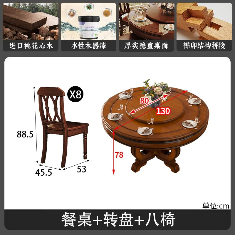 American all-solid wood dining table and chair combination