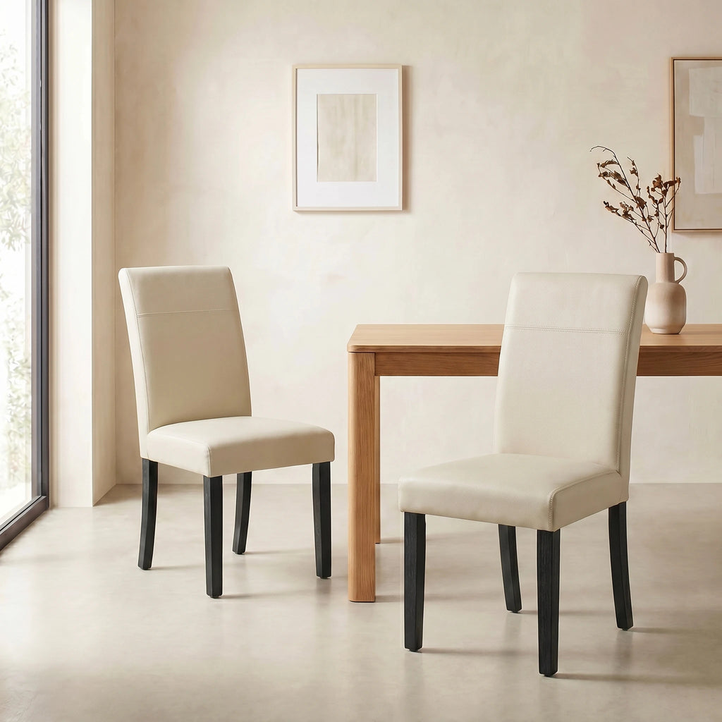 Modern Leather Dining Chairs Set of 2