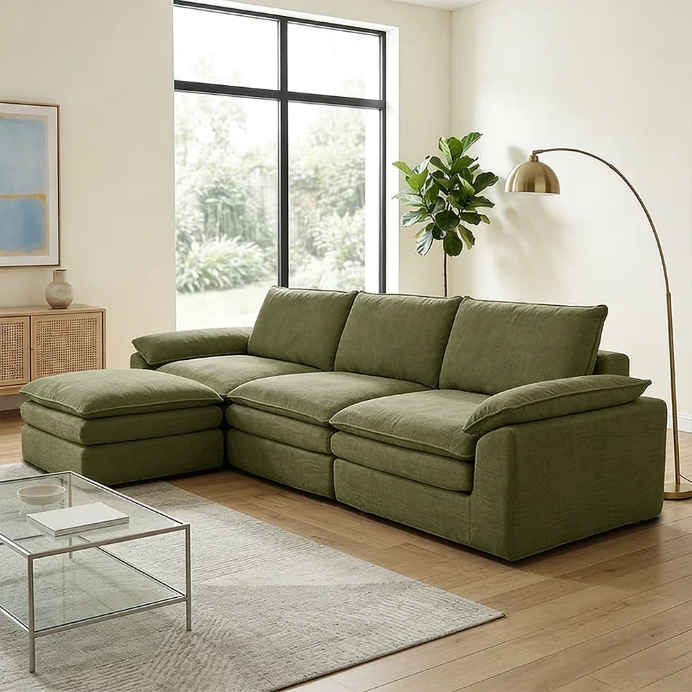 Modern Cloud Modular Sofa Set, Soft Thick Memory Foam, Frameless Couch with Pillows