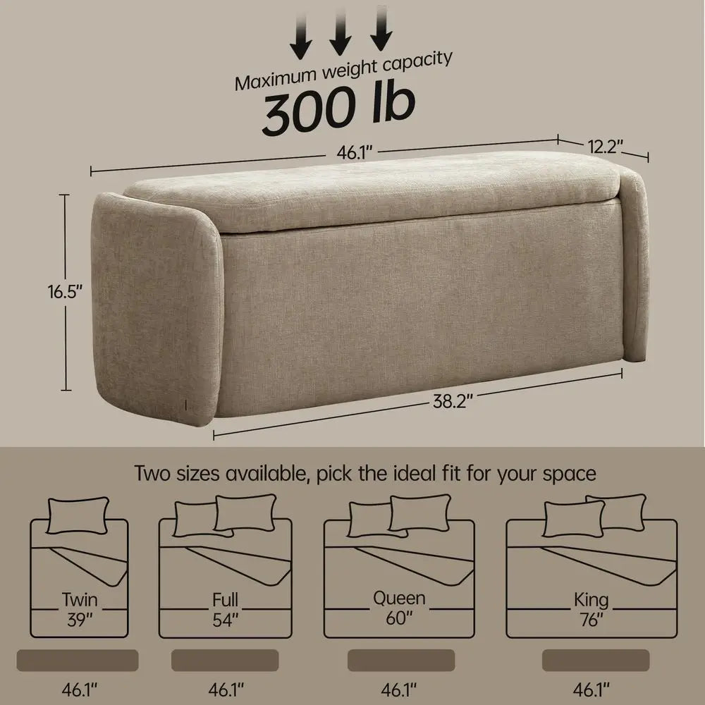 Oval Storage Ottoman Bench