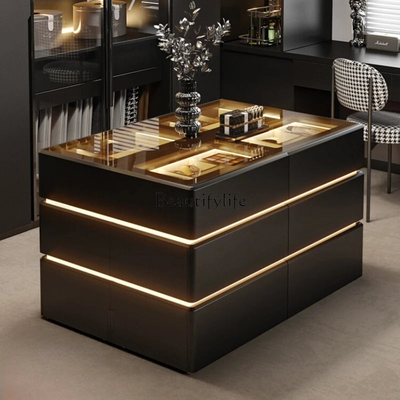 Modern chest of  6 drawers, jewelry cabinet with light