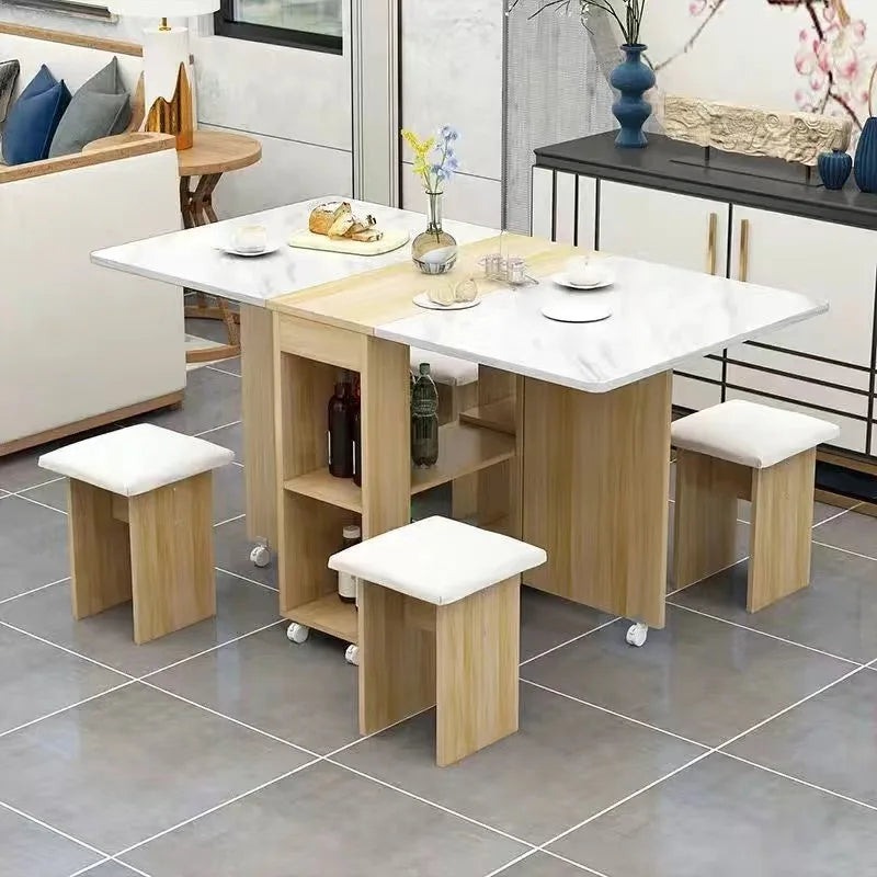 Folding Dining Table Set 4 Chairs Italian Nordic Luxury Dining Table Decorate Simple Mesas Y Sillas De Comedor Kitchen Furniture