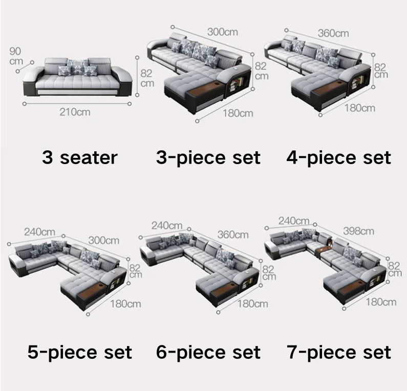 Modern Smart Fabric Corner Couch U Shape