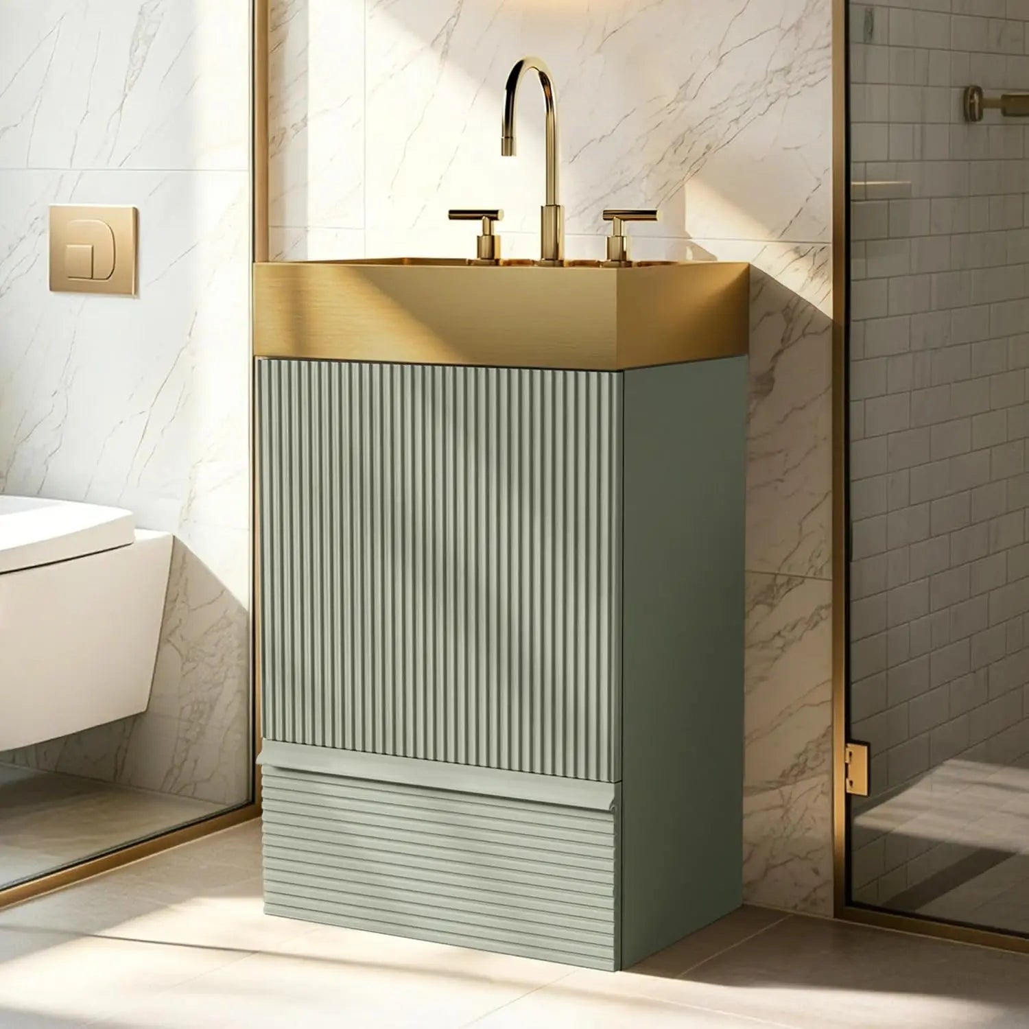 20 in Bathroom Vanity Ceramic Sink Freestanding Cabinet