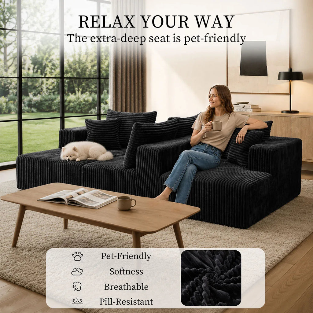 Modular U-Shaped Sectional Sofa with Double Chaise Lounges