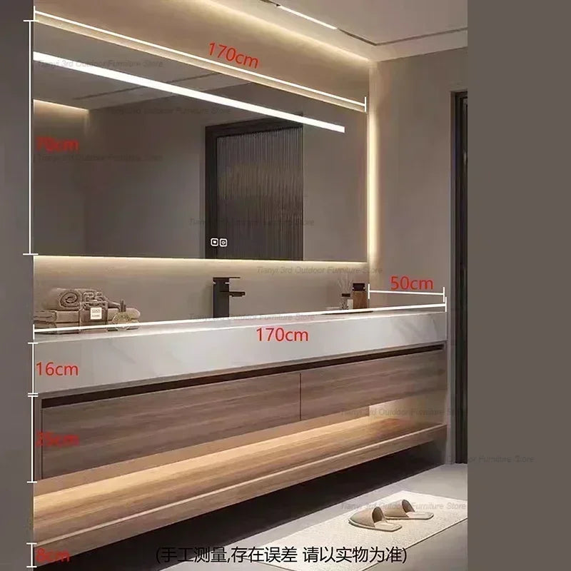 Rock Panel Bathroom Cabinet Vanity with Sink Mirror