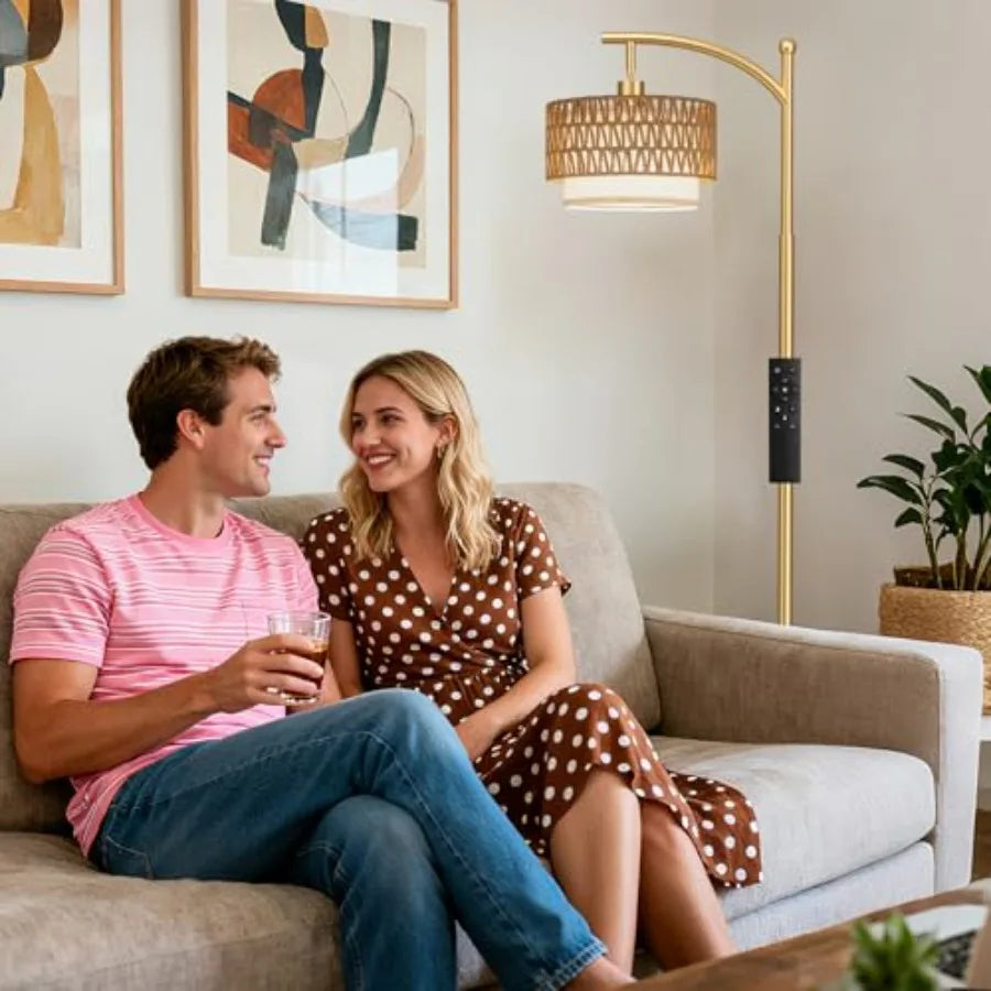Arc Floor Lamp for Living Room with Remote,