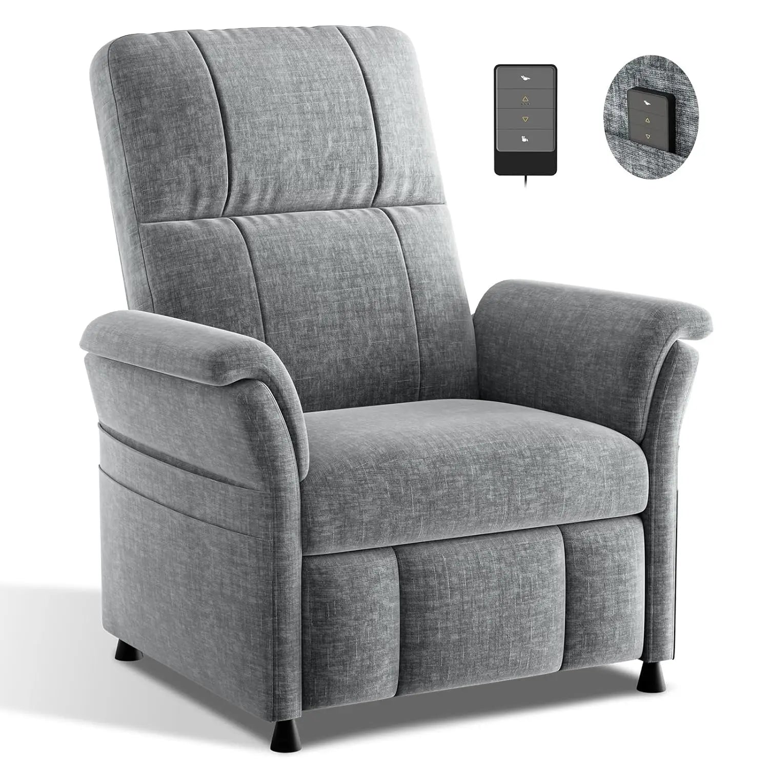 Power Recliner Chair Adjustable Chenille with Pocket Remote