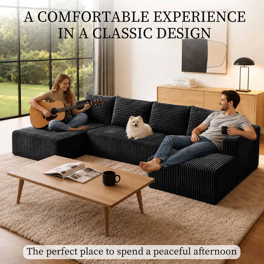 Modular U-Shaped Sectional Sofa with Double Chaise Lounges