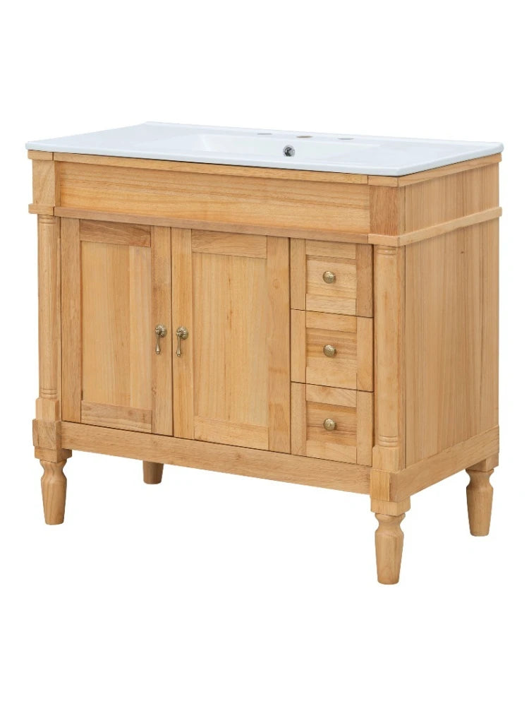 Bathroom Vanity with Ceramic Sink, Soft Close Doors, Adjustable Shelves