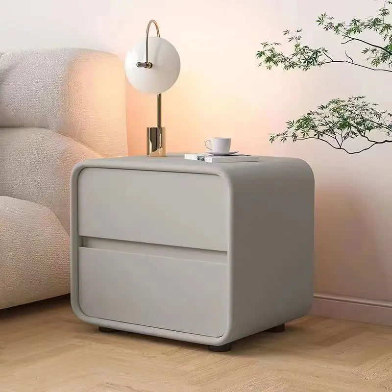Simple modern bedside table cream style solid wood storage ultra-narrow new 2-layer light
