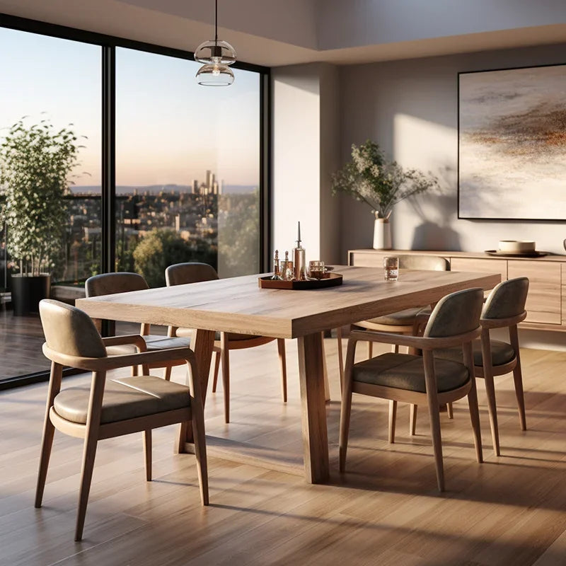 Dining Room Furniture Solid Wooden Dinning Set With 6 Chairs Dining Table