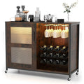 Wine Bar Cabinet with Wheels