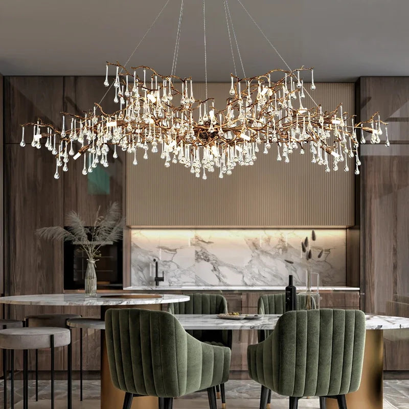 Vintage Branch Crystal Chandeliers For Dining Room