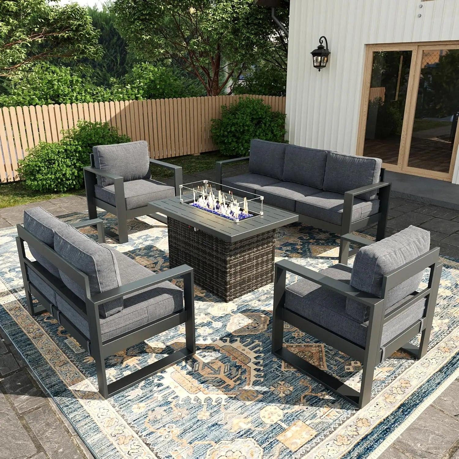 5 Piece Modern Aluminum Patio Furniture Set