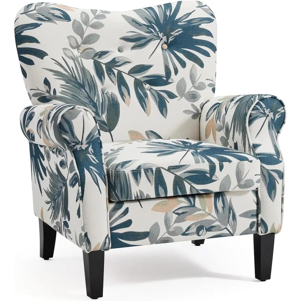 High Back Upholstered Fabric Button Sofa Chair