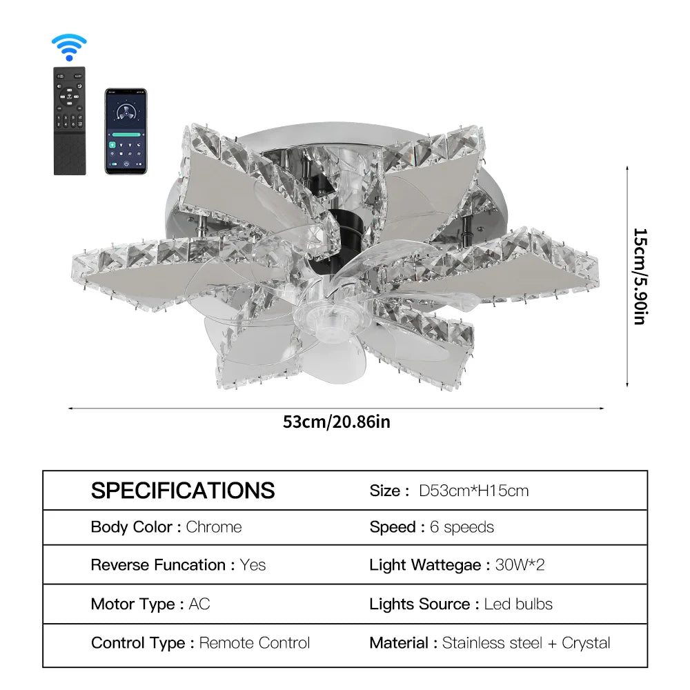 Modern Chandelier Ceiling Fan With Led Lamp