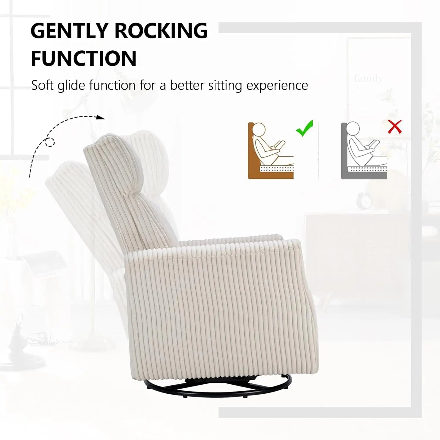 High-Back Swivel Rocker Nursery Chair
