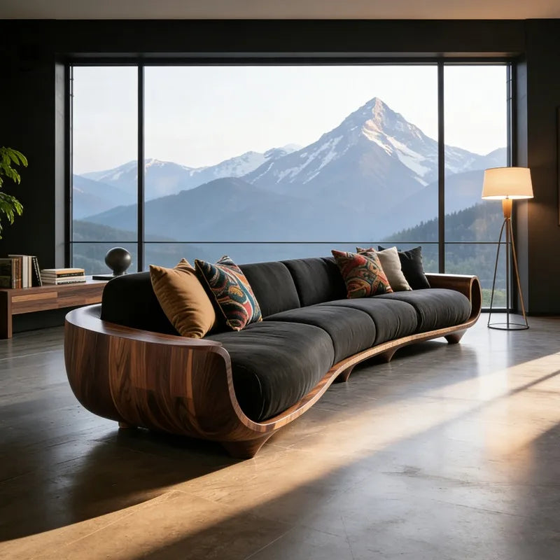 Lounge Style Solid Wood Living Room Sofas