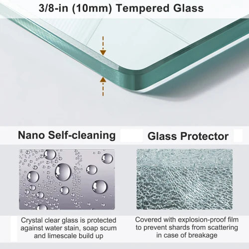 56 to 60 inches wide x 76 inches high frameless shower door,double sliding shower door with 3/8 inch (10mm) thick tempered glass