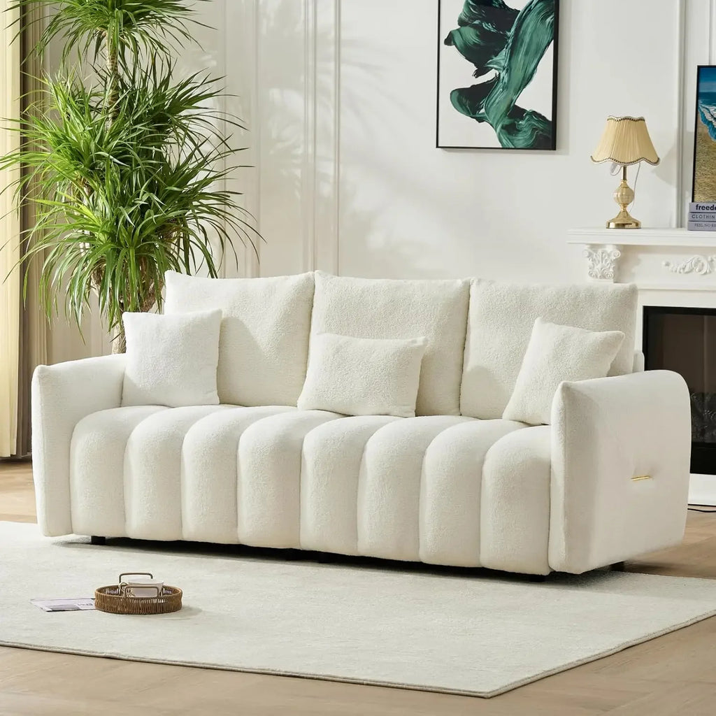 Modern Sofa Couch, Teddy Fabric Sofa,
