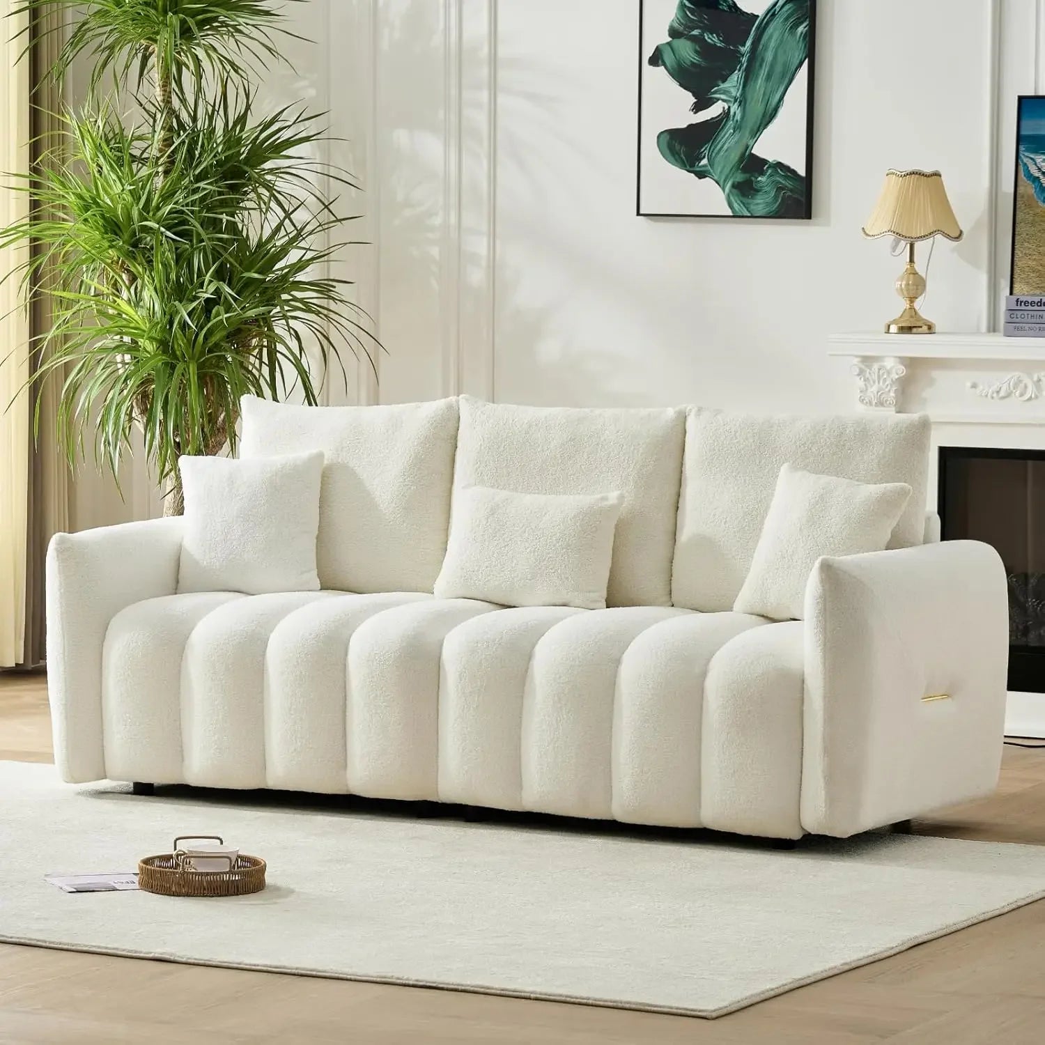 Modern Sofa Couch, Teddy Fabric Sofa,