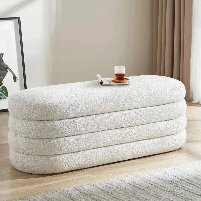 Fabric Upholstered End of Bed Storage Ottoman Bench