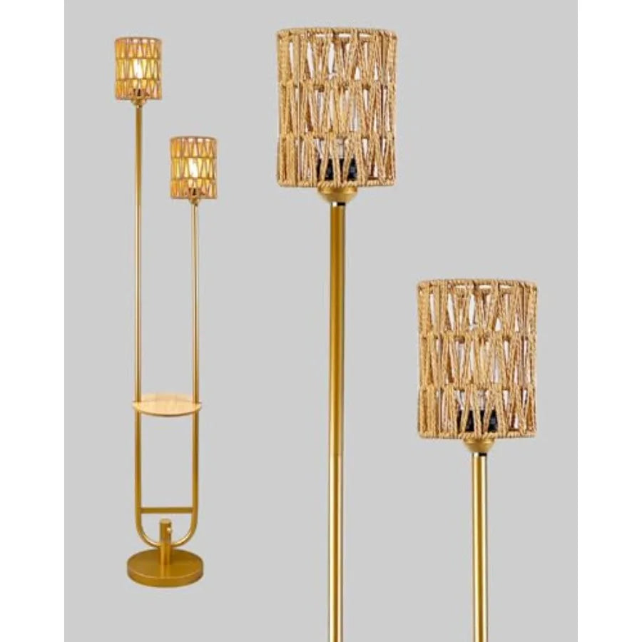 63Inch Floor Lamp Dimmable Gold Floor Lamp with 5Lbs Heavy Base for Living Room 2-Light Mid Century Modern Tall Standing Lamp w