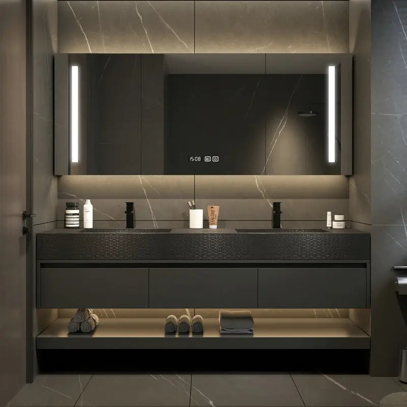 Luxury Washbasin Slate Integrated Vanity Seamless Washbasin Drawers