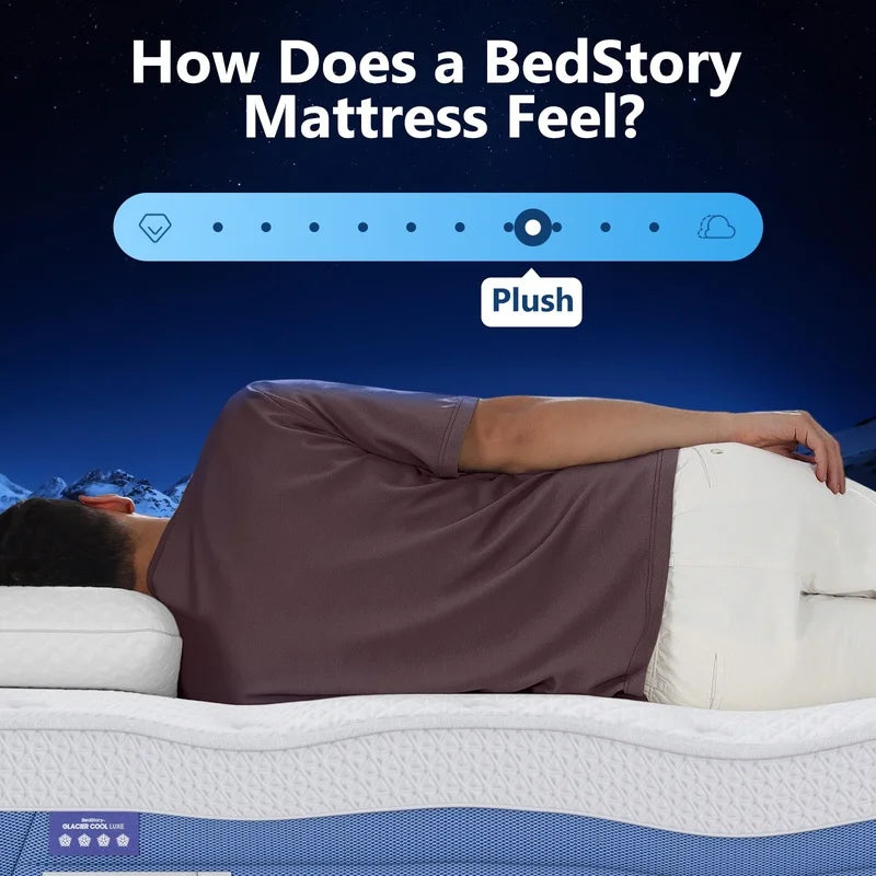 Cool 14" Queen Plush Hybrid Mattress with Cooling Fabric,