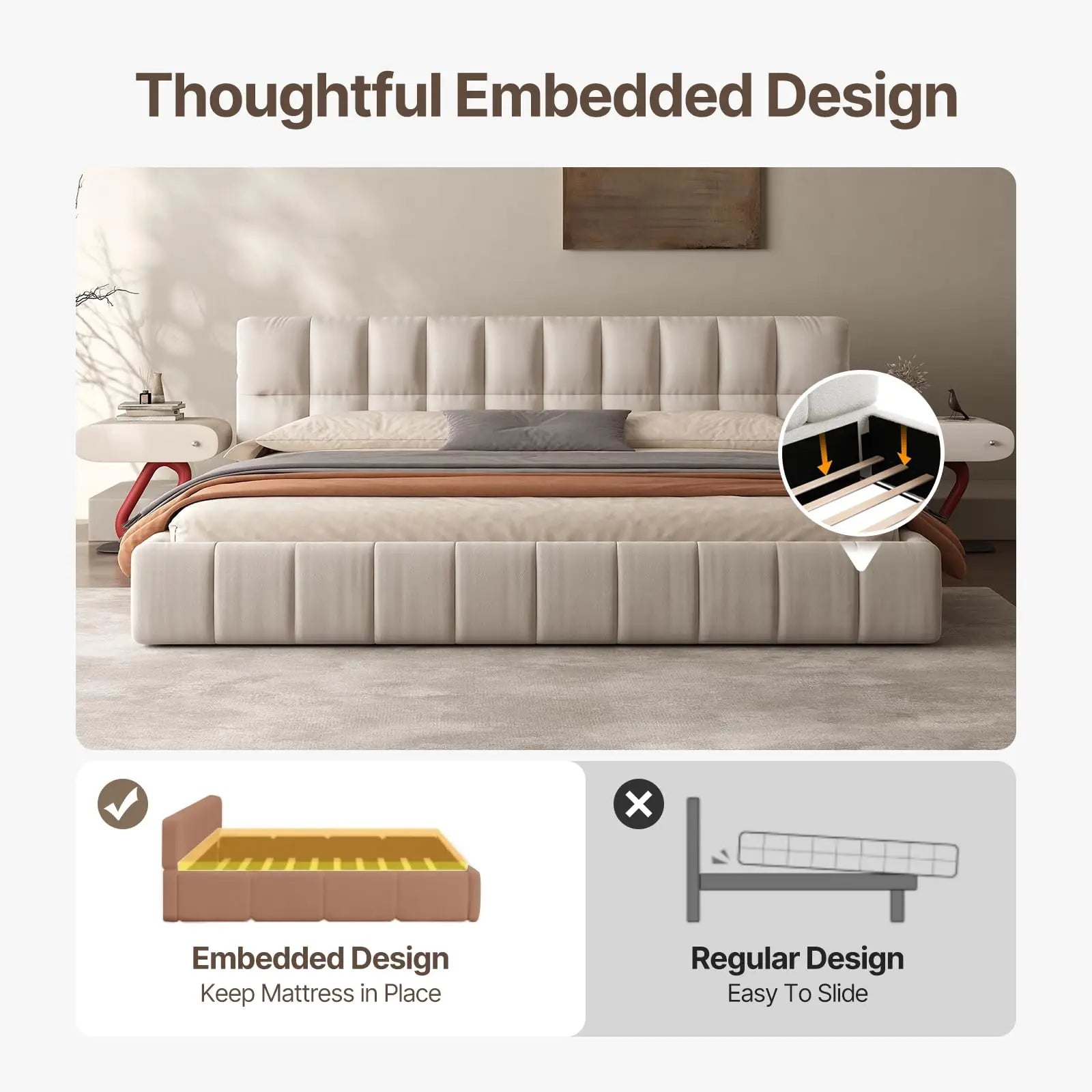 Queen Size Modern Cloud Platform Bed