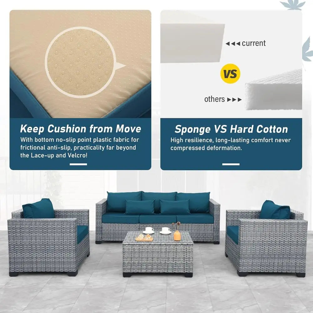 4 Piece Wicker Patio Furniture Set
