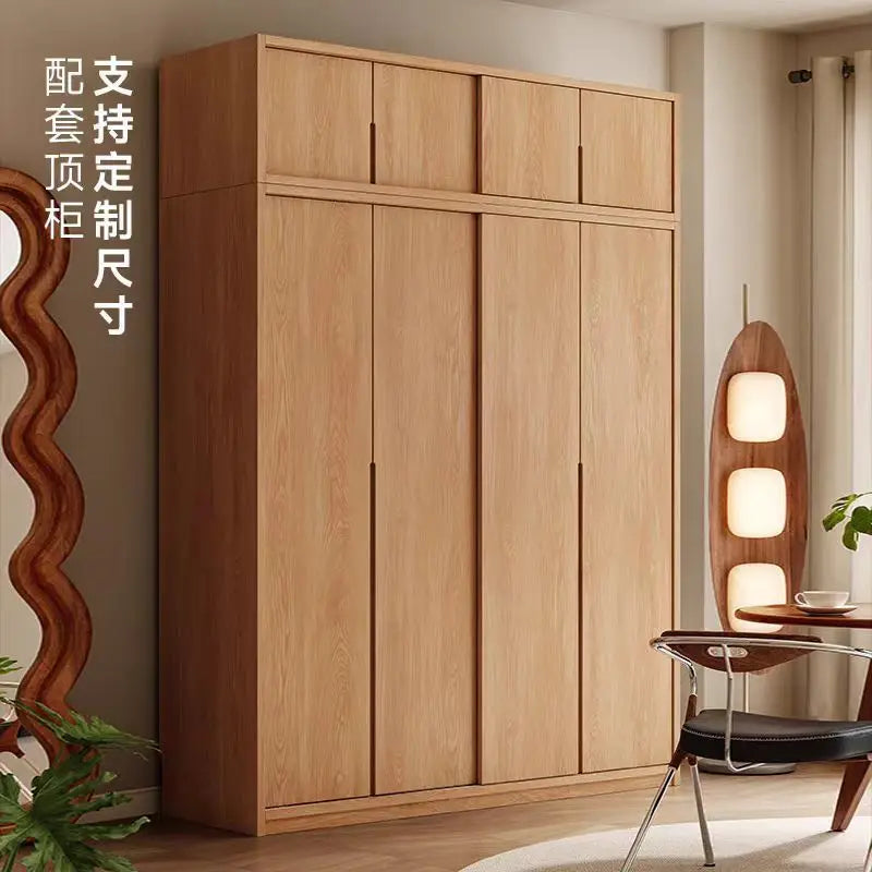 All-solid Wood Wardrobes Sliding Door Home Bedroom Small Wardrobes Nordic Apartment Home Furnitur Шкафы Для Одежды ZY40YG