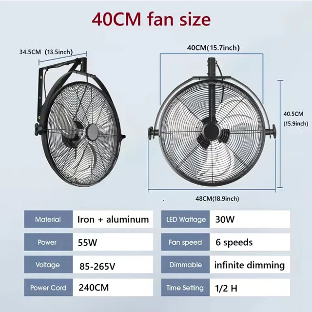 Large Wall Mount Fan 6 Speed Electric Fan Ventilation