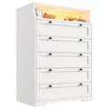 Tall 5 Drawer Dresser with LED Lights and 2 Shelves