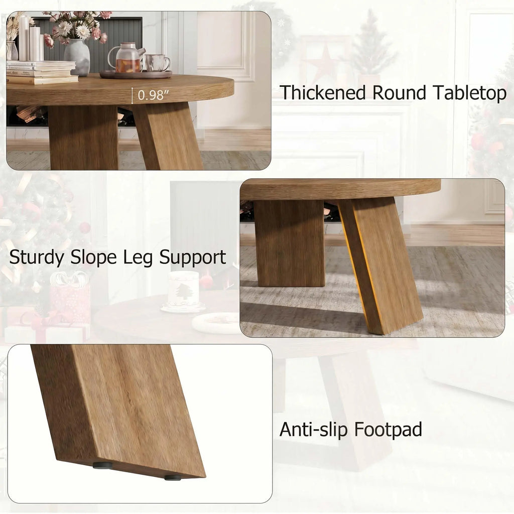 33.5 Inch Round Coffee Table for Living Room
