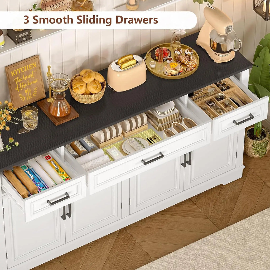 Large Buffet Cabinet with 4 Doors 3 Drawers