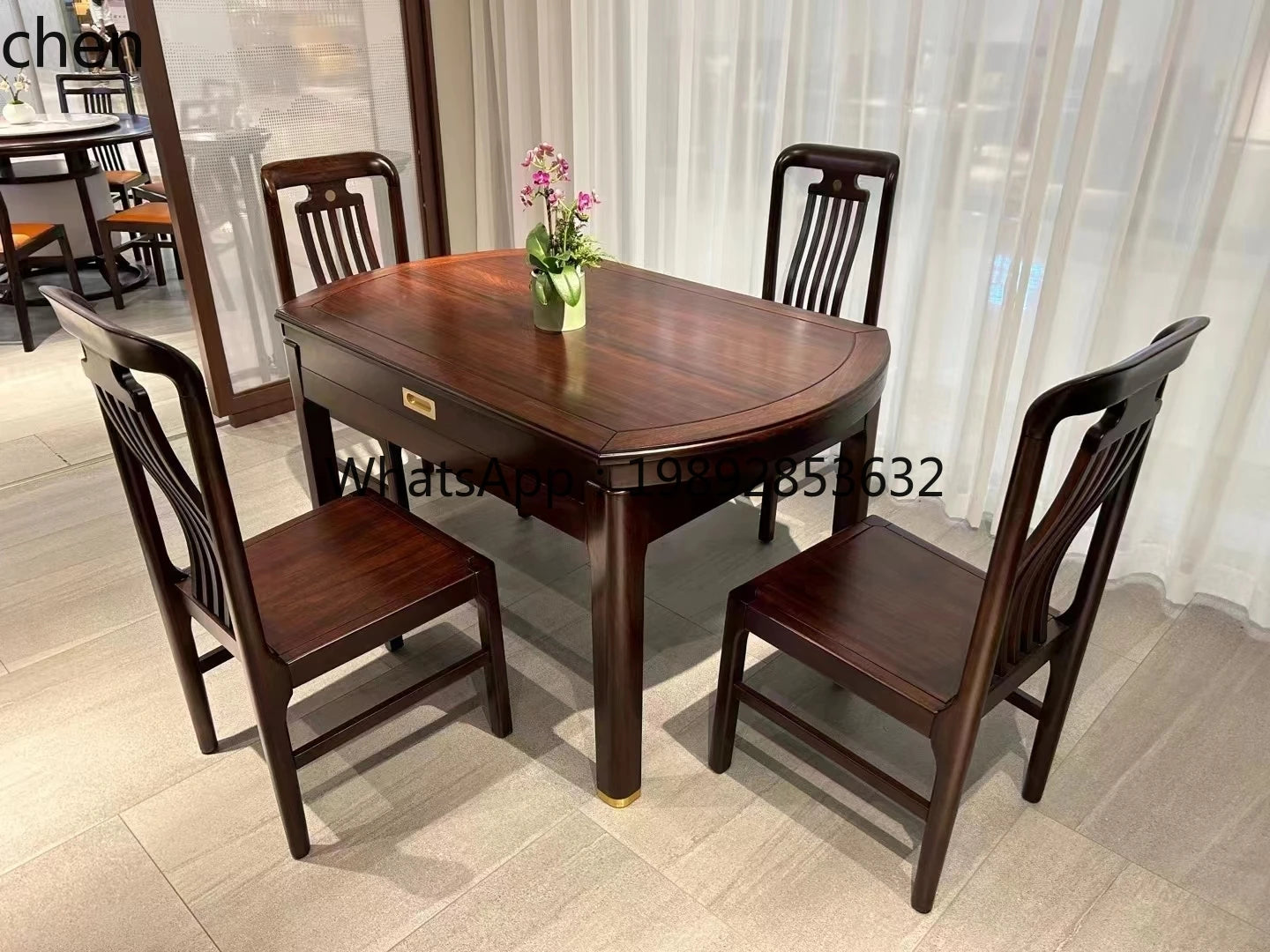 New Chinese-style all-solid wood rectangular dining table and chair combination