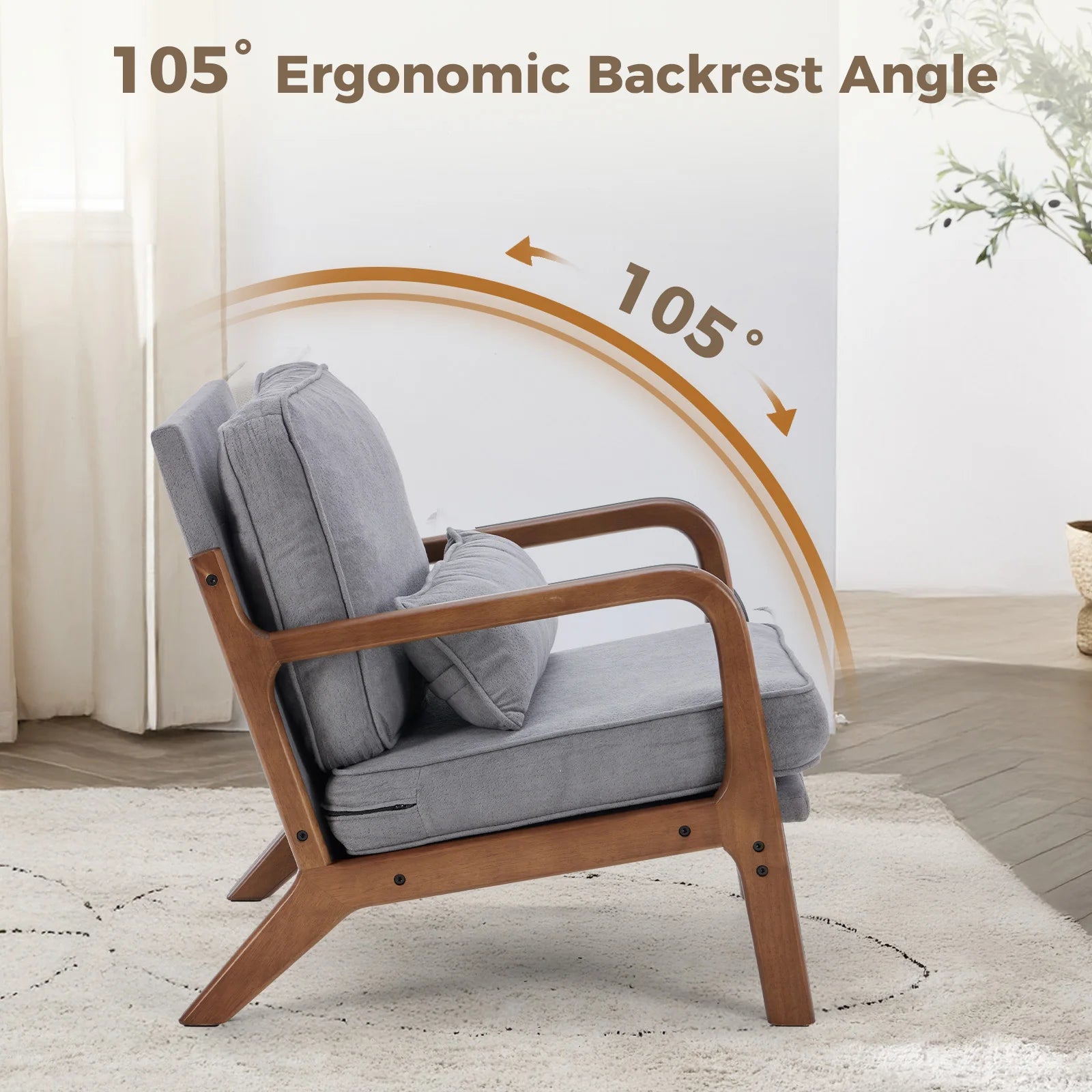 Modern Chair Solid Wooden Frame
