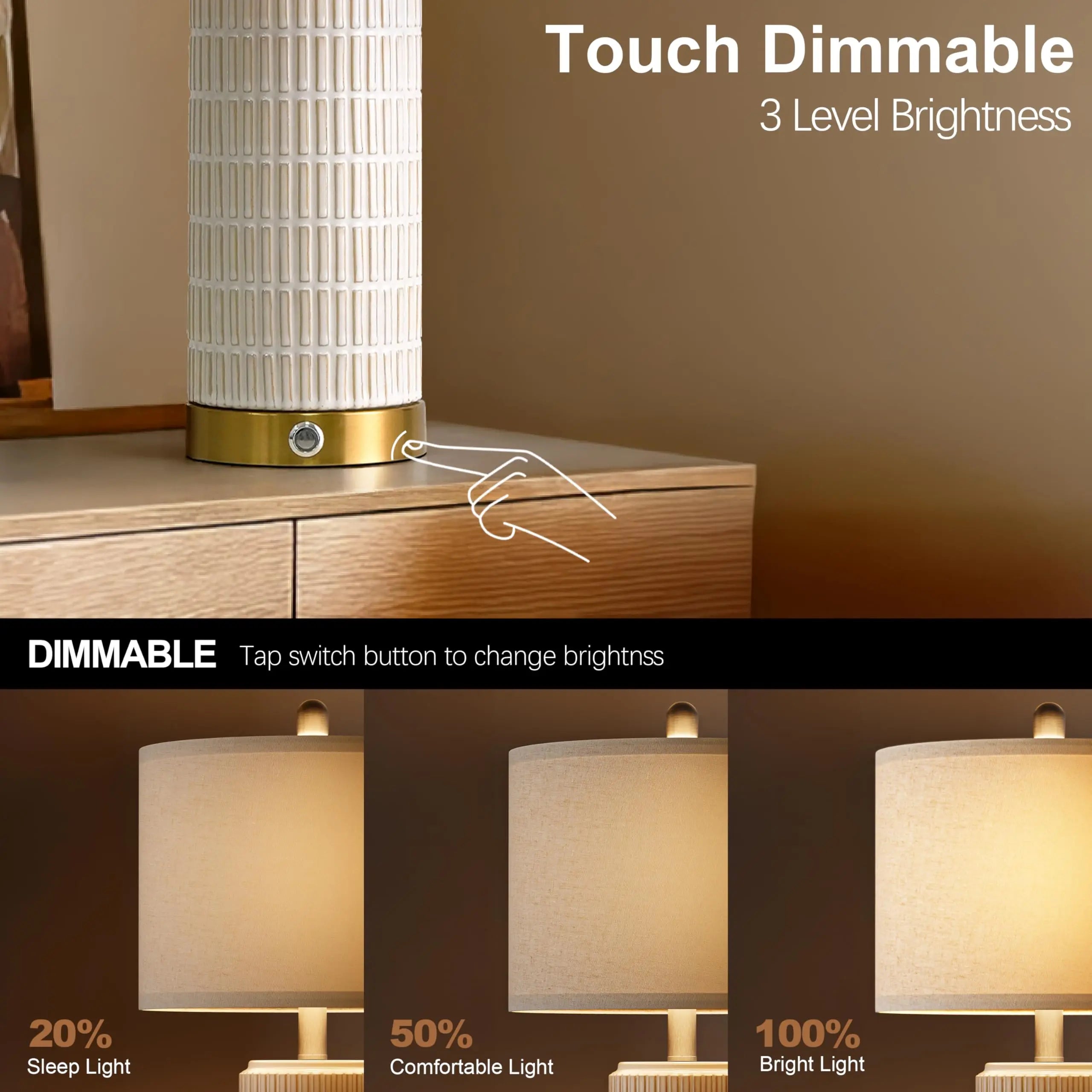 Touch Control Table Lamp With USB Charging Port